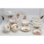 A Royal Crown Derby tea set in the Posie pattern, including pin dishes (Q)