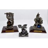 2 Heritage Sculptures glass models of Santa Maria & Viking Longship plus 3 Tudor Mint pewter and