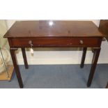 A 19th Century mahogany side table, fitted with a single drawer, raised on square legs, 69cm high,