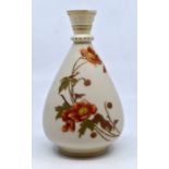 A Royal Worcester blush ivory hand painted vase, with floral foliage throughout, stamped to base