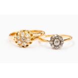 A Victorian diamond set cluster ring, set with old cut diamonds, 18ct gold setting with a