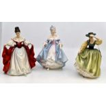 Three Royal Doulton figures, comprising Southern Belle HN2425, Sara HN2265, and Buttercup HN2309