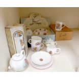 Pendelfin: A collection of Pendelfin teawares including boxed breakfast set, teapot, cups, mugs