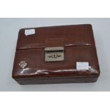 Crocodile skin vanity case and similar travel jewellery box with vintage buttons and cuff links