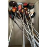 Nineteen golf clubs, including MacGregor Eye-O-Matic 1, 3, 4; Tourney 3, 4; '1881' Reg. No. 52;
