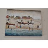 The Beaches L.S. Lowry copy by John Anderson, 35cm x 45.5cm