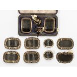 Georgian fashion/textiles interest- a collection of Georgian shoe buckles inset with leather details