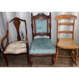 A collection of four various chairs, comprising a George III joined oak chair in the manner of