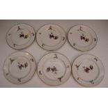 A set of mid nineteenth century Furnival Pottery printed and painted floral plates, circa 1850-70.