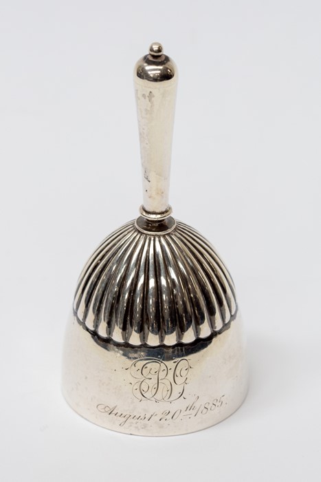 A 19th Century Continental silver bell possibly American, the top section fluted decoration,