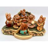 Pendelfin: a collection of Pendelfin figures to include Concert Stand base, Busker, Biff, Rosa