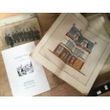 A box of mixed watercolour artwork and a large 40cm x 30cm photograph album of family holiday photos