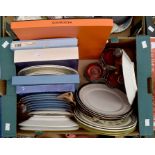 A collection of cabinet plates, some boxed, meat plate, tureens, Clarice Cliff early 20th Century,