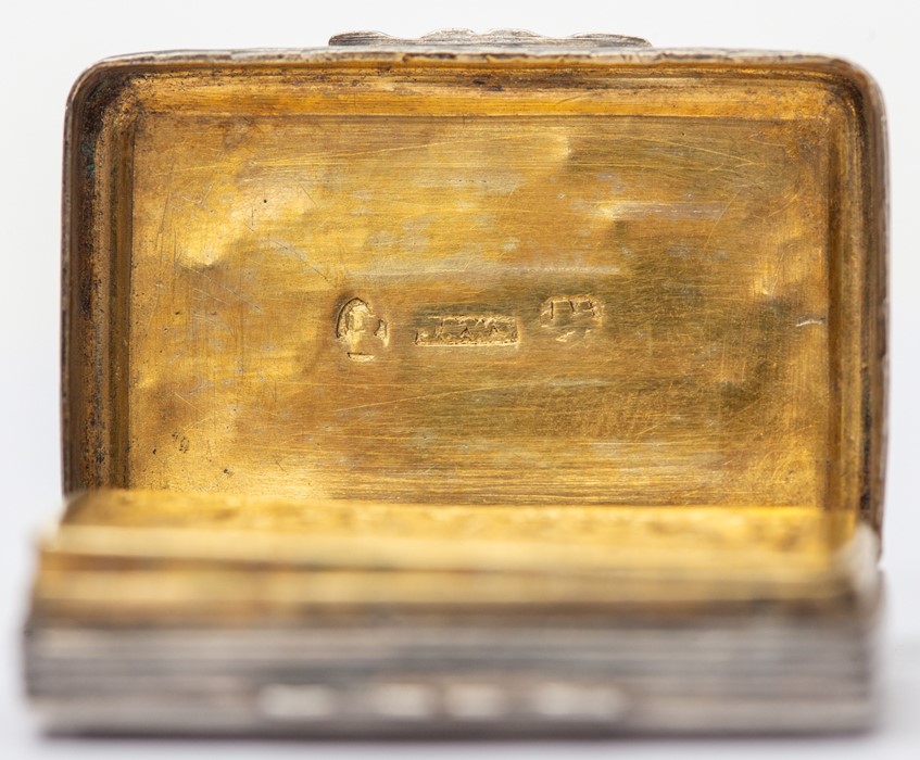 A George III silver vinaigrette, rectangular form, floral engraved decoration with engraved - Image 3 of 3