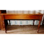 A Victorian mahogany serving table, rectangular top, having turned legs, 77cm high, 137cm wide, 75cm