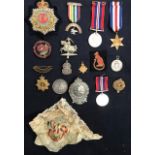 WW2 British & French & German Star, War Medal x 2, two pre war sports medallions in hallmarked