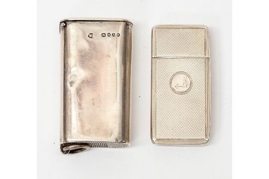 A Victorian engine turned duel silver vesta case, the cover engraved with McDonald crest within - Image 1 of 3