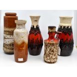 A collection of ten West German vases, including Bay Kiramik and Topeko Keramik, two lava vases, two
