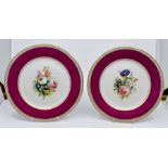A set of four early 19th Century Minton fruit plates, hand painted with still life scenes of