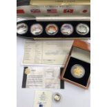 Silver proof commemorative coins 179g approx. Condition. All in original coin capsules