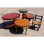 A collection of assorted furniture, comprising mahogany effect two-tier occasional table, a circular