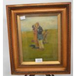E Butler, 1916, oil on canvas, signed, golf interest, 26 x 19 cms approx; oil on board, water scene,