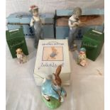Lladro figures: the mechanic and Boy from Madrid, both boxed unused, along with two Beswick ‘God