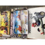 Carrera Mario Kart Racing set, Furious Challenger slot car set, Matchbox car crusher, HotWheels