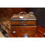 A 19th Century rose mahogany Victorian writing box/trinket box along with Victorian desk writing