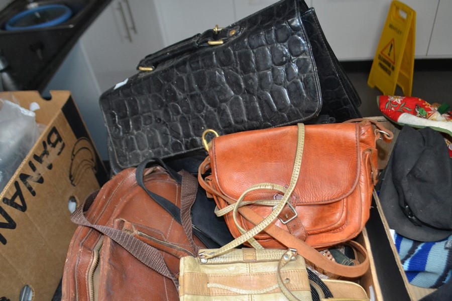 Leather vintage bags, evening bags, two laptop shoulder bags along with a pair of shoes and hat - Image 3 of 6