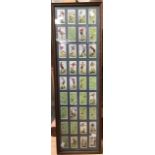 Collection of framed football tea cards, and cigarette cards, Player and Tactics, including coins