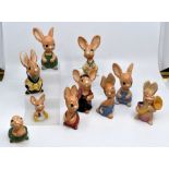 Carlton Ware Pendelfin rabbit figures. 10 in total Condition: No obvious signs of damage or