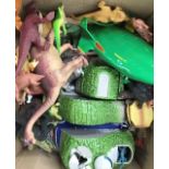 Action figures, Tracy Island, doll, prehistoric animals etc (2 boxes)