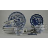 A collection of early nineteenth century blue and white transfer printed Broseley pattern tea wares,