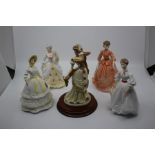 A group of four Royal Worcester parian figures including Crinoline, Morning Walk, Invitation and