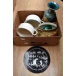 Four boxes of mixed ceramics late 19th Century, plates, early 20th Century kitchen wares, meat