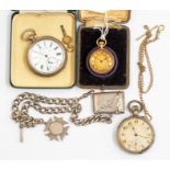 An 18ct Continental ladies pocket watch, foliate decoration to the centre, Roman numerals and