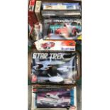Model kit collection including Star Trek USS Enterprise, Aircraft, cars etc, (2 boxes)