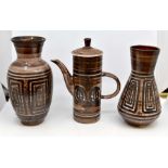 A collection of Rye Pottery vases and coffee pots (Q)