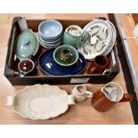A collection of Denby Pottery kitchen items and coffee sets, various patterns to include fruit