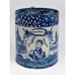 Lord Wellington interest: early 19th century pearlware,blue & white mug. Circa 1810. Height approx