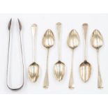 A collection of silver flatware to include a set of six George III OEP teaspoons possibly by William