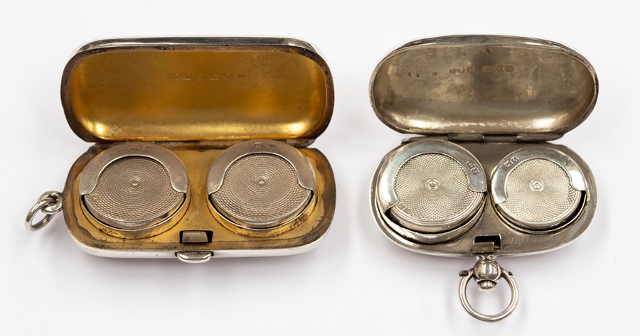 A George V silver double sovereign case, oblong with striated pattern, gilt interior, by A & J - Image 2 of 2
