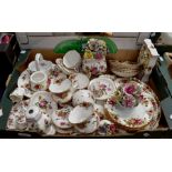 A collection of Royal Albert Old Country Rose, Royal Crest Derwell and other Staffordshire china