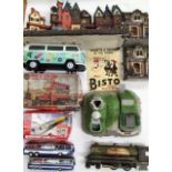 Vintage toy mix: Christmas scenes, airfix kits, Thunderbirds Tracy Island, modified Corgi coaches in