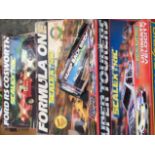 Scalextric sets:Ford Cosworth, Formula One, Super Tourers, Micro Scalextric. All with cars, plus