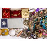 A collection of costume jewellery with silver jewellery items