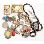 1920's and later costume jewellery to include Scottish Miracle ware, silver and enamel marcasite,