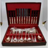 A James Ryals silver plated canteen of cutlery, eight plate settings, compete with box, together