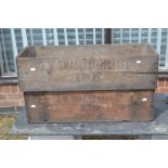 2 Mid 20th Century wooden original Fyffe's banana boxes,  marked J W Smalley (Ripley) Ltd